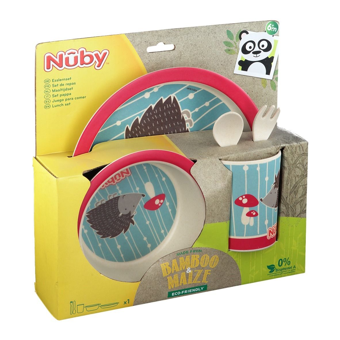 Nuby Set De Repas Bamboo & Maize Rose 6Mois+ ID5498
