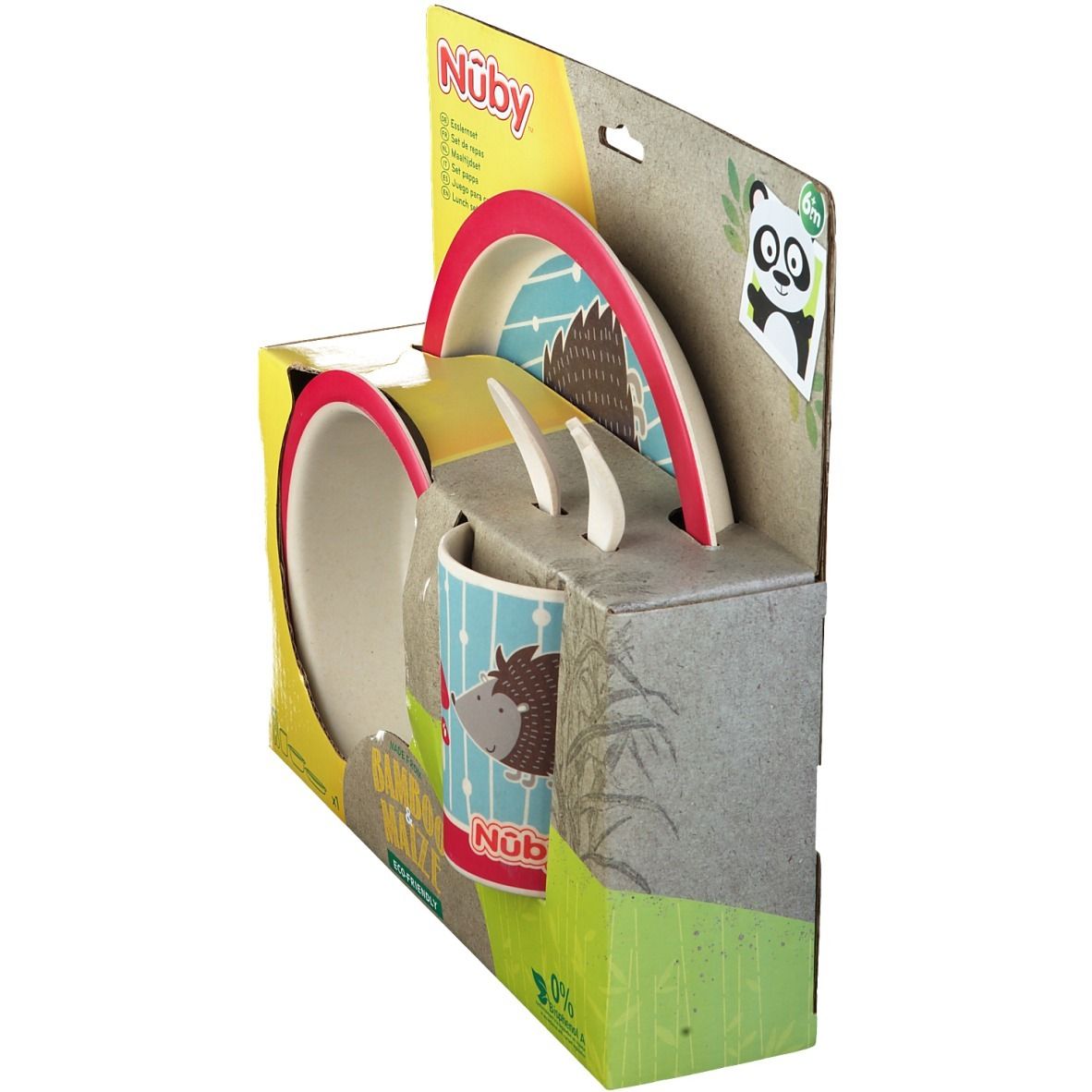 Nuby Set De Repas Bamboo & Maize Rose 6Mois+ ID5498