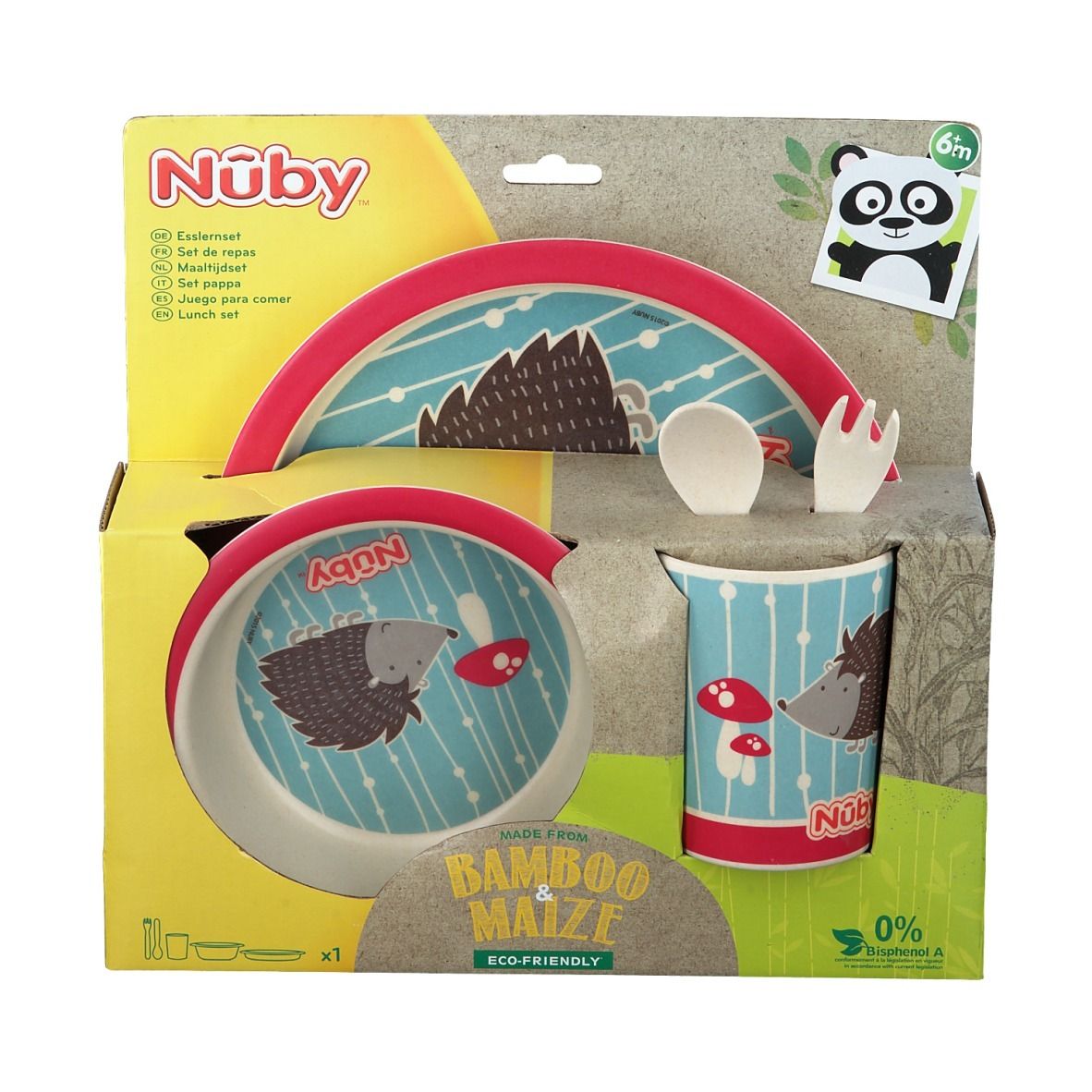 Nuby Set De Repas Bamboo & Maize Rose 6Mois+ ID5498