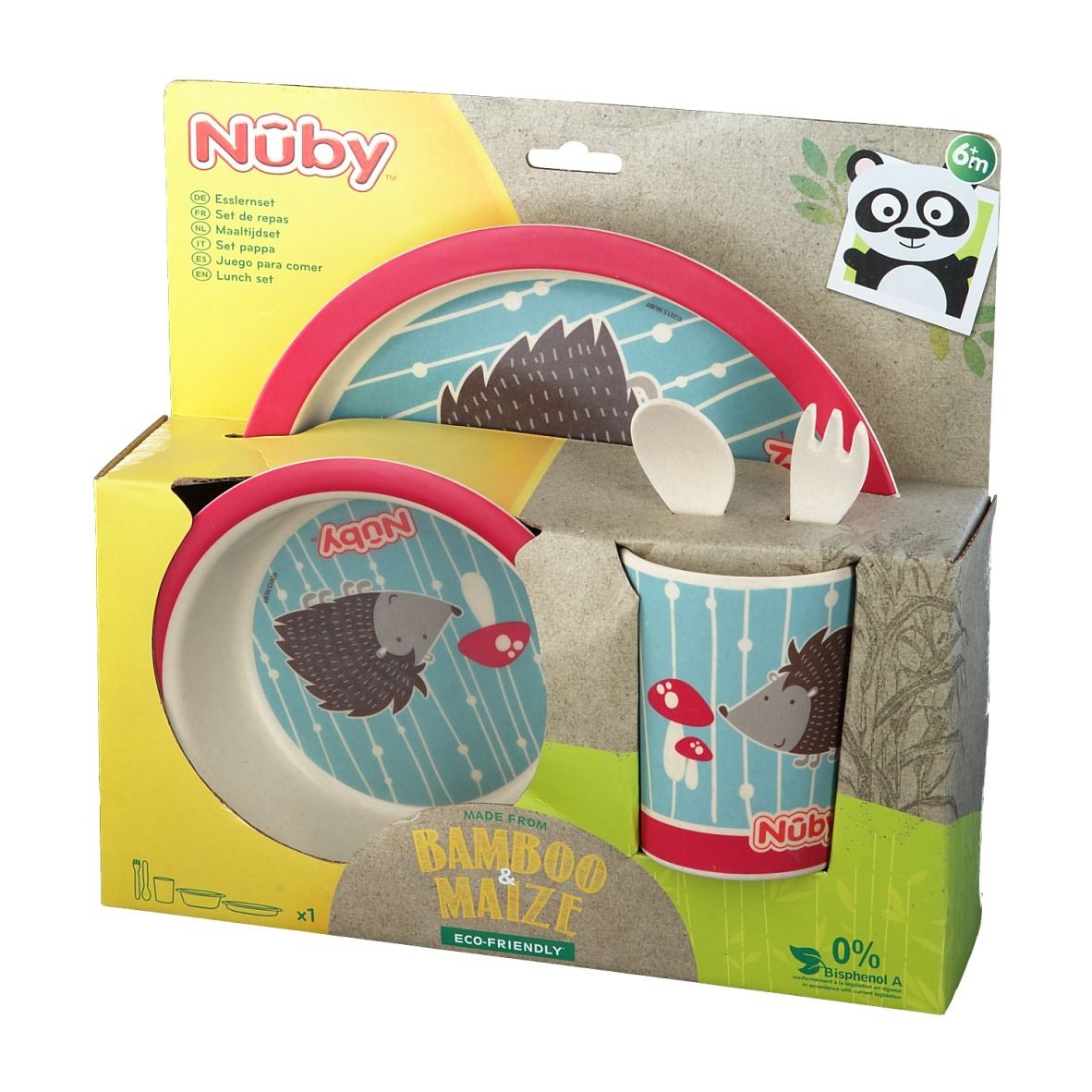 Nuby Set De Repas Bamboo & Maize Rose 6Mois+ ID5498
