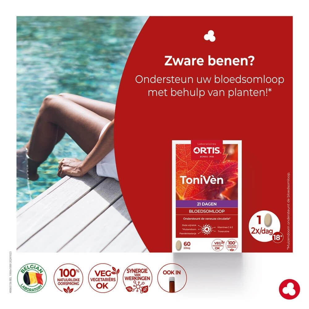 Ortis Tonivèn: 60 capsules voor de aderen. Met plantenextracten en vitaminen.