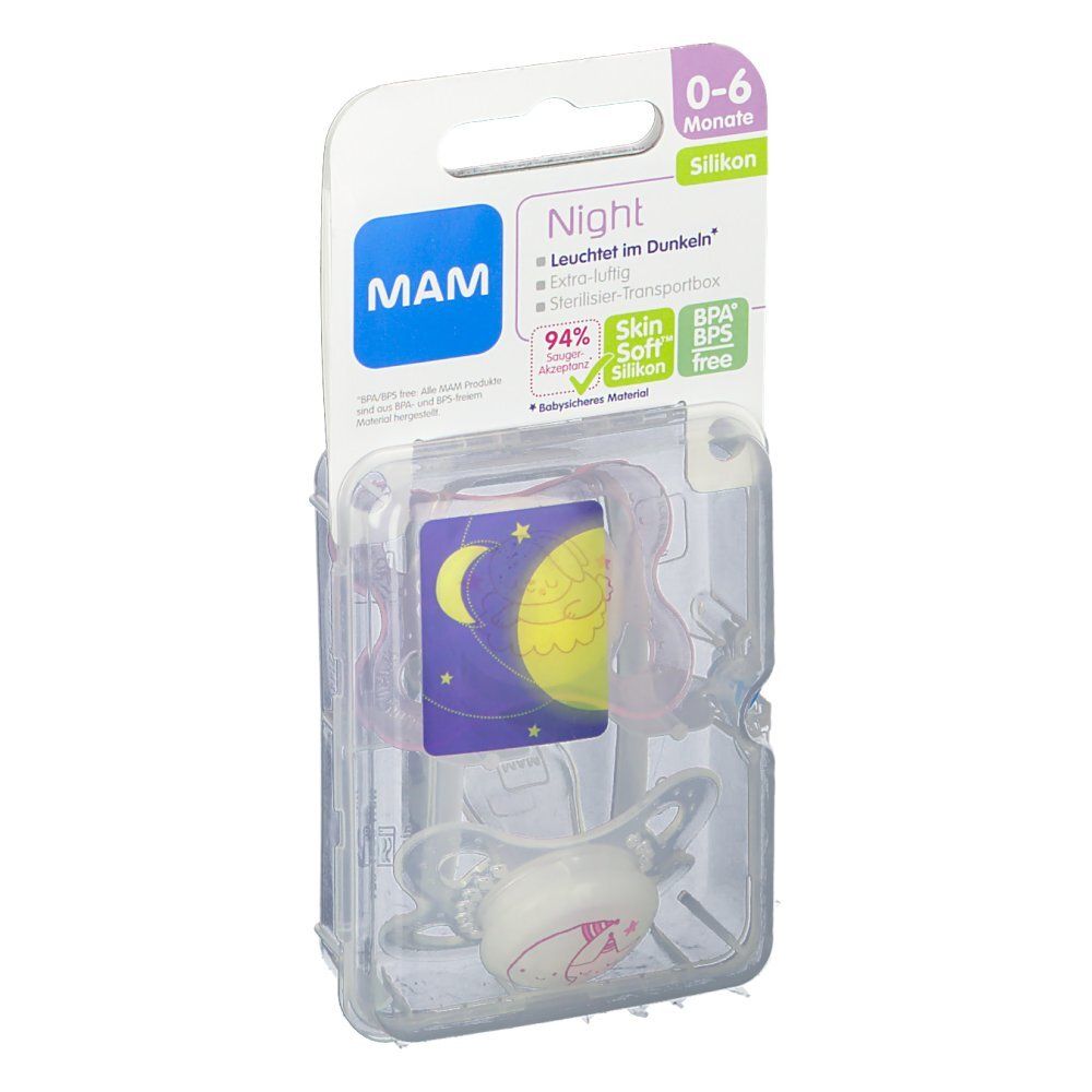 Mam Fopspeen Nacht Silicoon Meisje 0-6Maanden
