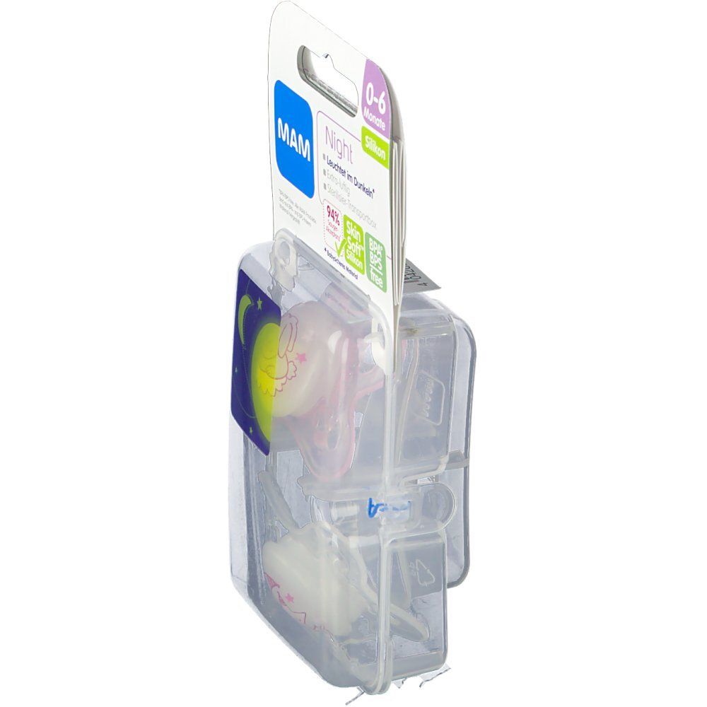 Mam Fopspeen Nacht Silicoon Meisje 0-6Maanden