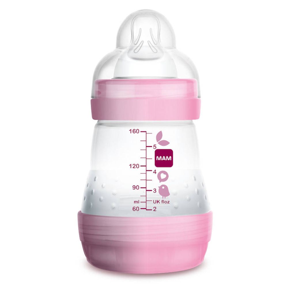 MAM Biberon anti-colique 160 ml de 0 à 6 mois motif Rose