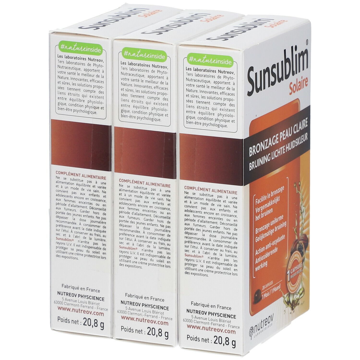 Nutreov Sunsublim Solaire Bronzage Peau Claire TRIO