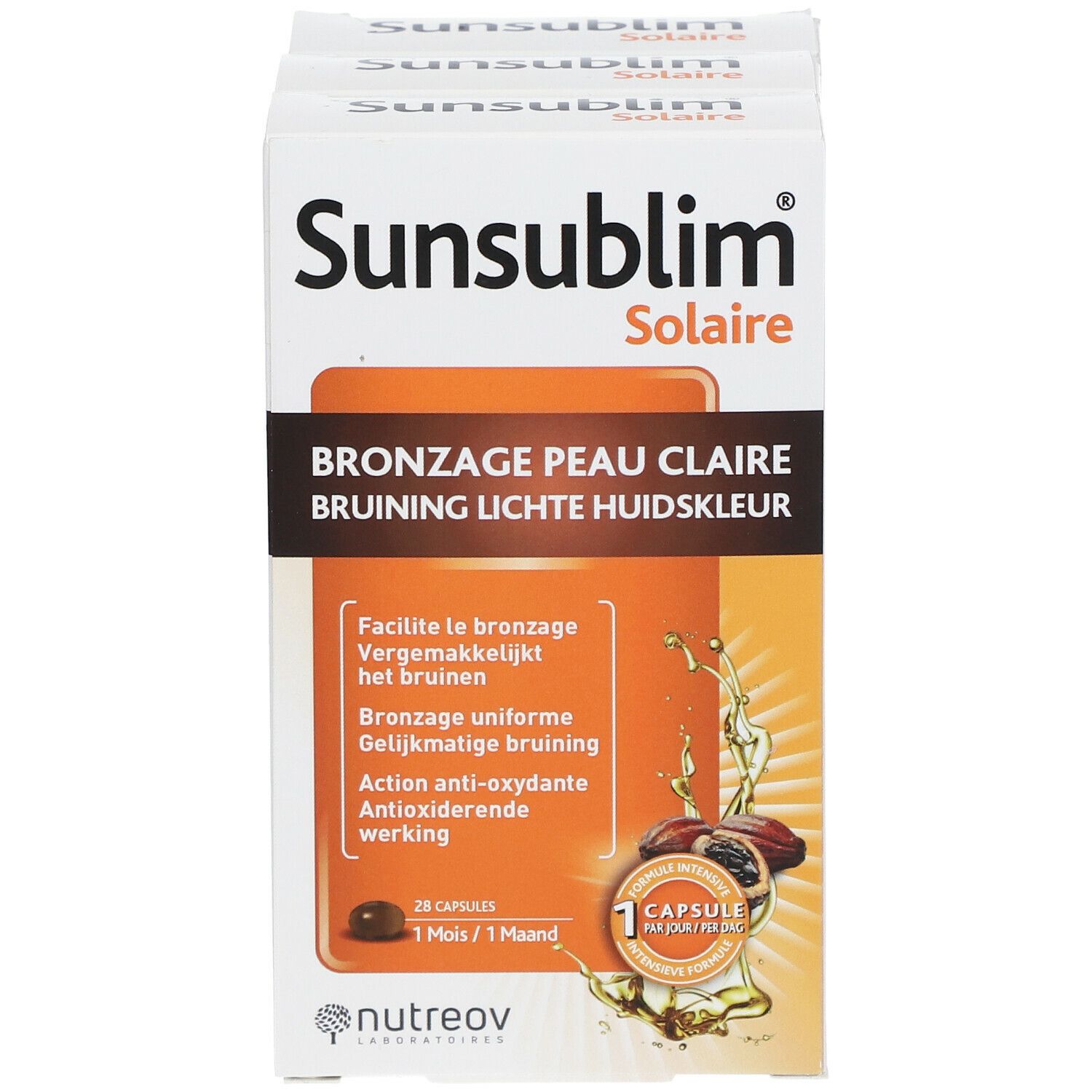 Nutreov Sunsublim Solaire Bronzage Peau Claire TRIO