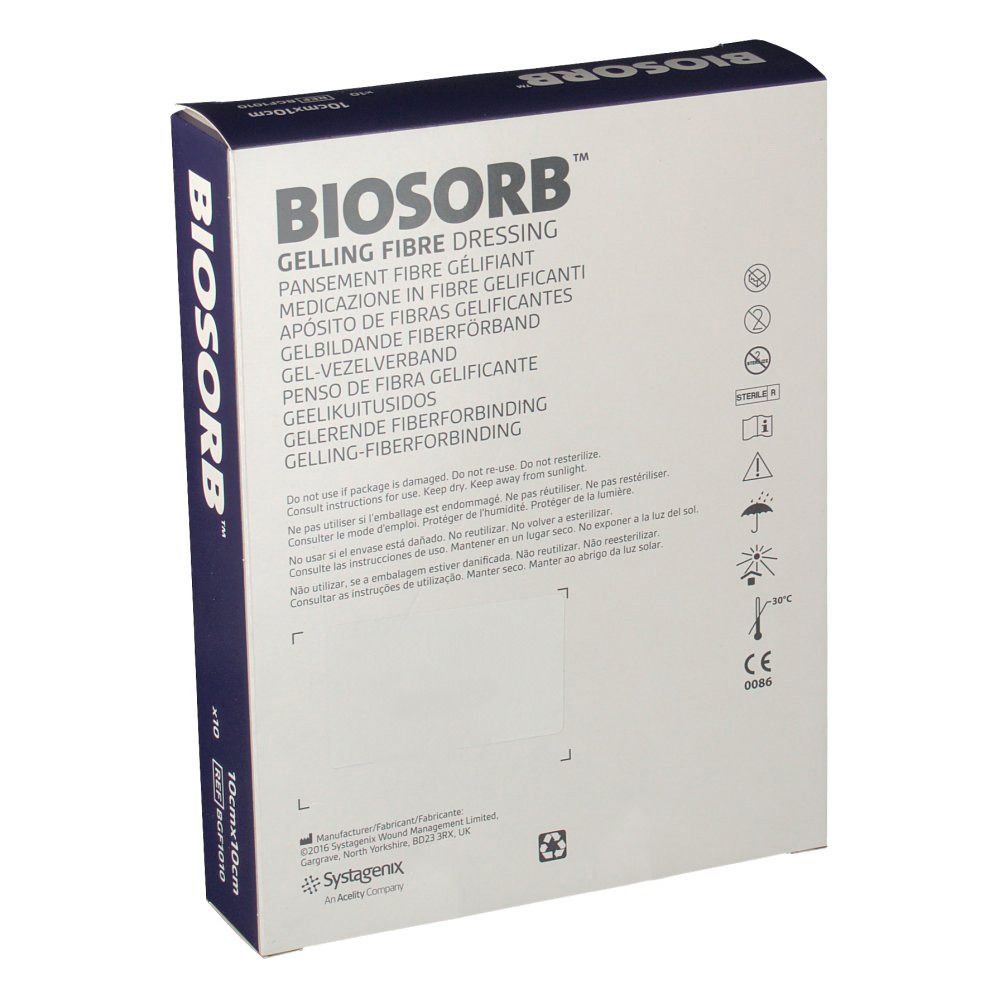 Biosorb Pansement De Fibre Avec Gel 10x10 cm BGF1010