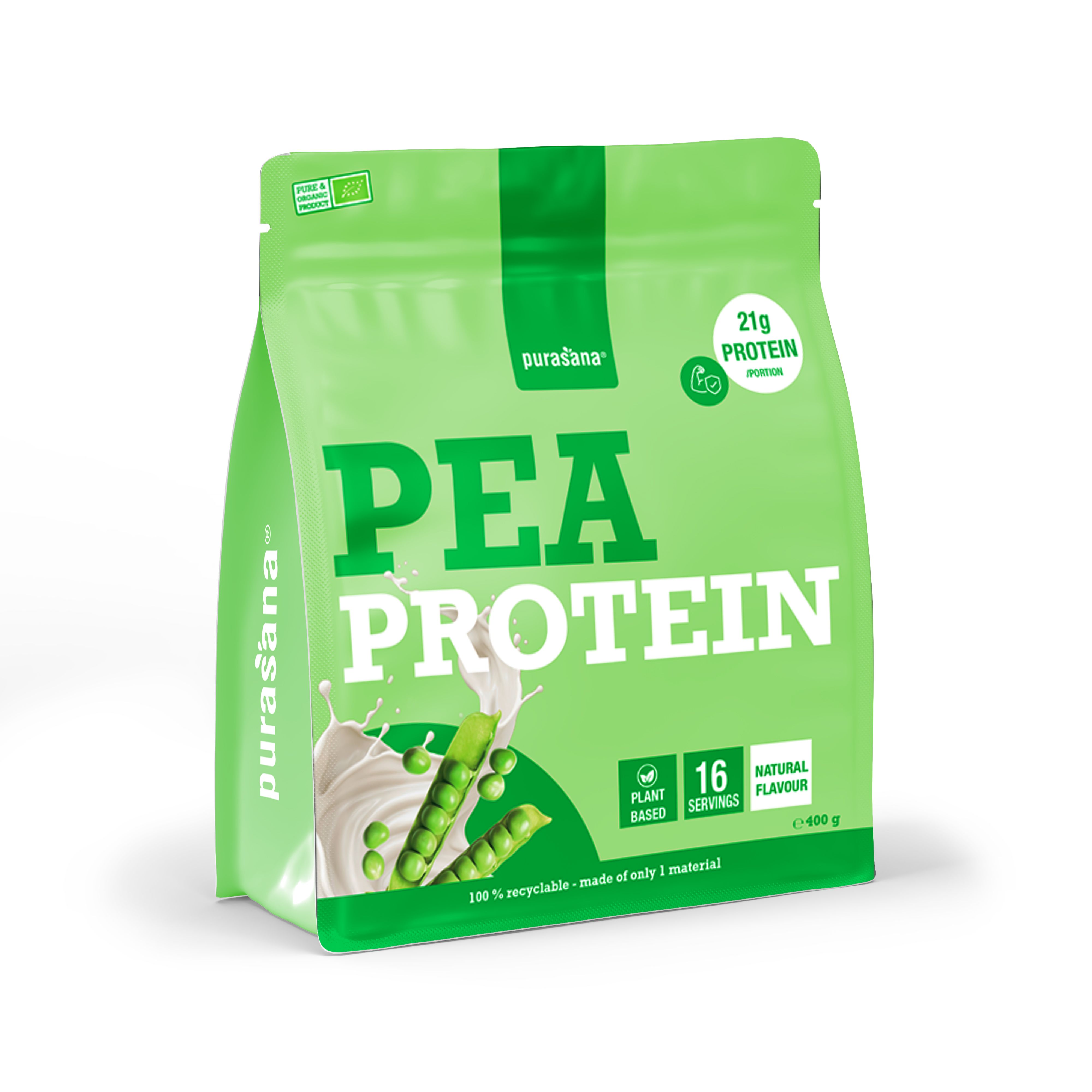 Purasana Protéine de pois, saveur naturelle, 100% vegan, 80% protéine.