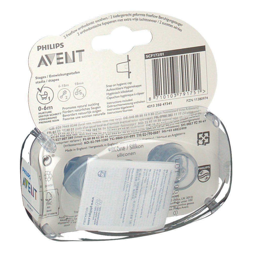 Avent Sucette Free Flow Fashion Garçon 0-6 Mois