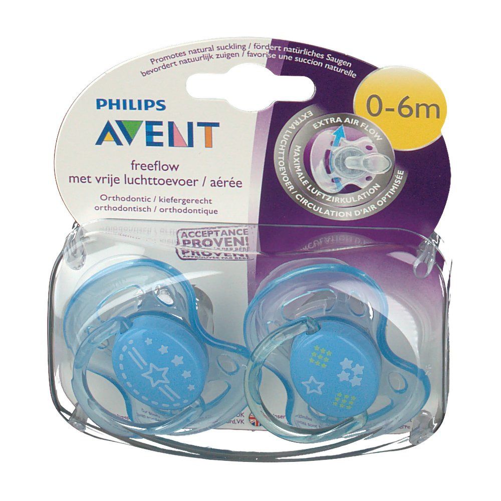 Avent Sucette Free Flow Fashion Garçon 0-6 Mois
