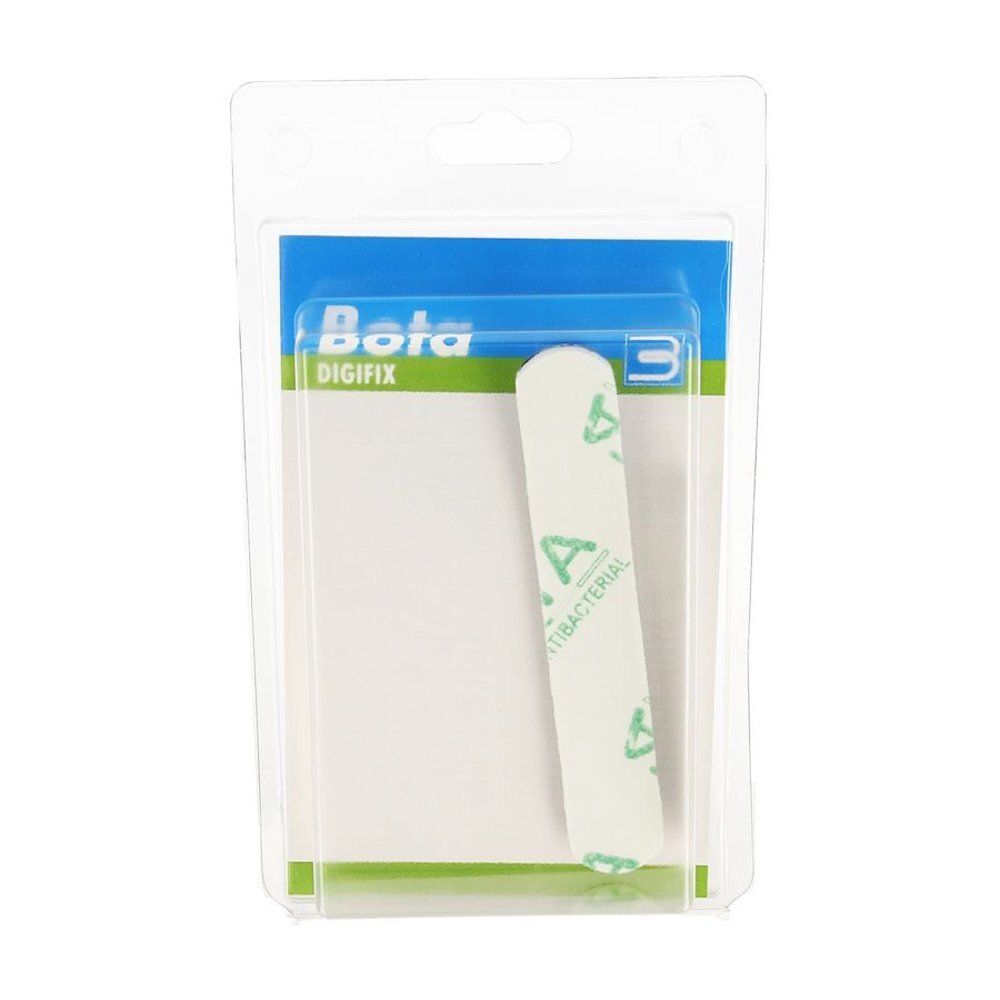 Bota Digifix vinger spalk met antibacteriële sticker. Wit product met groene opdruk. In blisterverpakking.