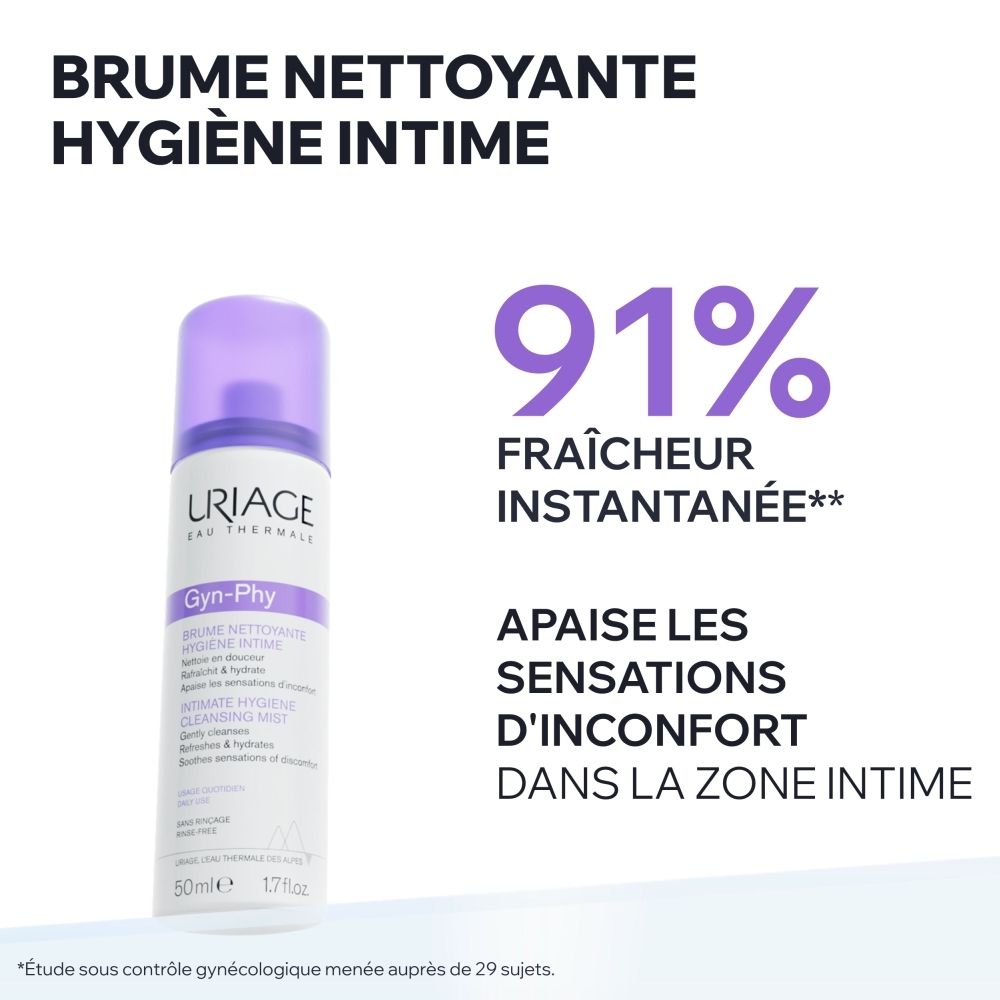 Uriage Gyn-Phy Brume nettoyante hygiène intime, 50ml.