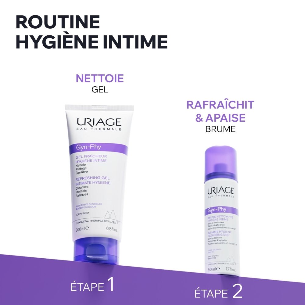 Uriage Gyn-Phy Brume nettoyante hygiène intime, 50ml.