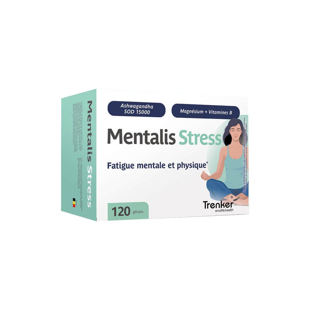 Boîte de Mentalis Stress 120 gélules, Ashwagandha, Magnésium et Vitamines B.