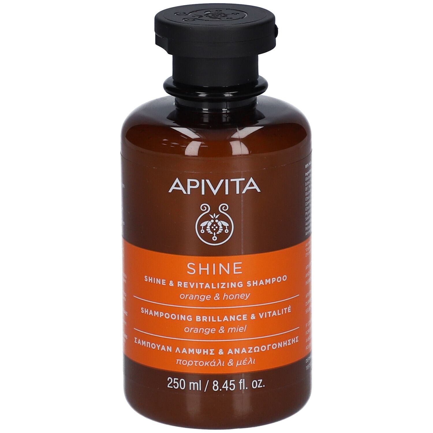 APIVITA Shine & Revitalizing Shampoo, 250 ml, met sinaasappel & honing.