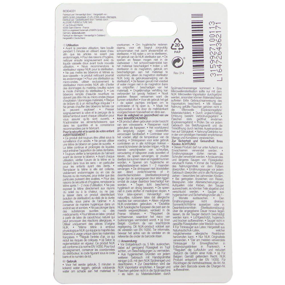 NUK Zuigspeen First Choice Silicoon Small +1