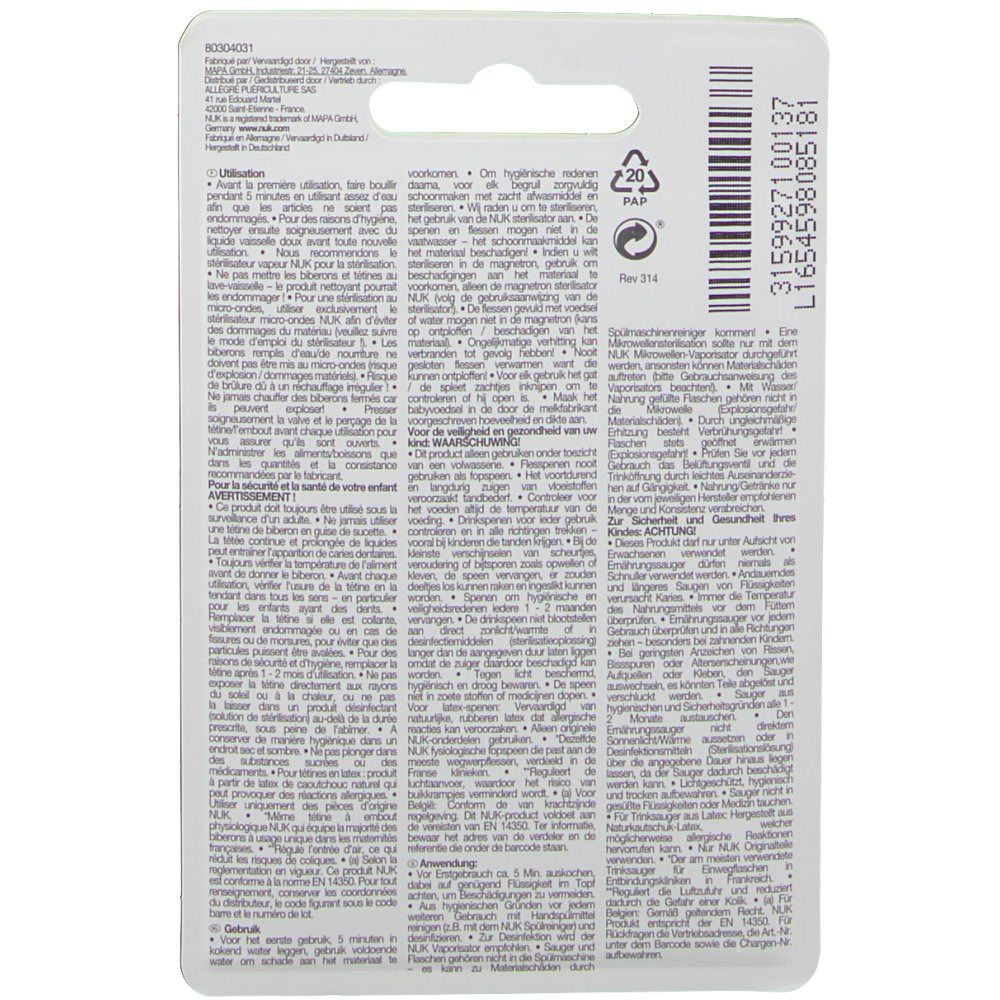 NUK Zuigspeen First Choice Silicoon Large +1