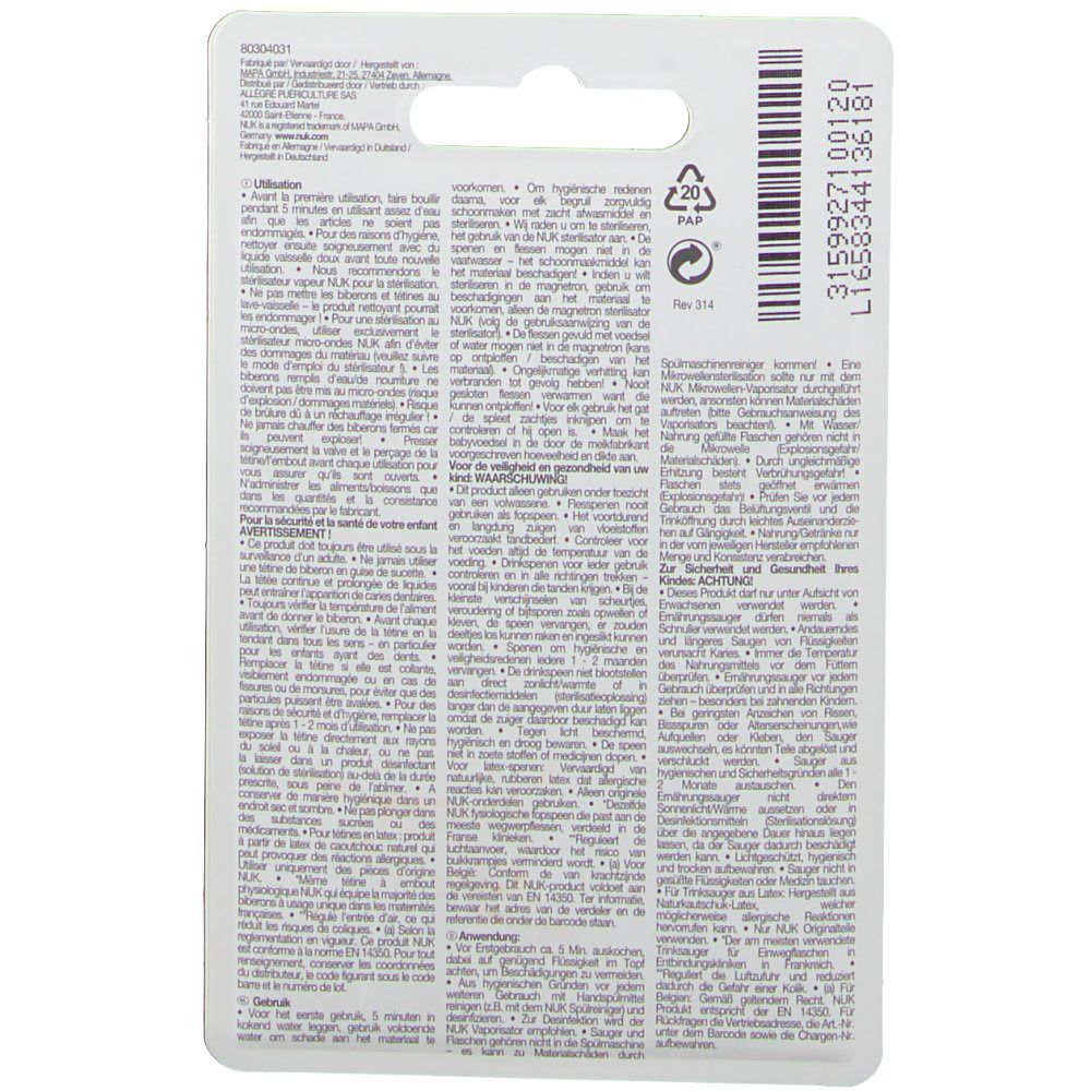NUK Tétine First Choice Silicone Medium +1