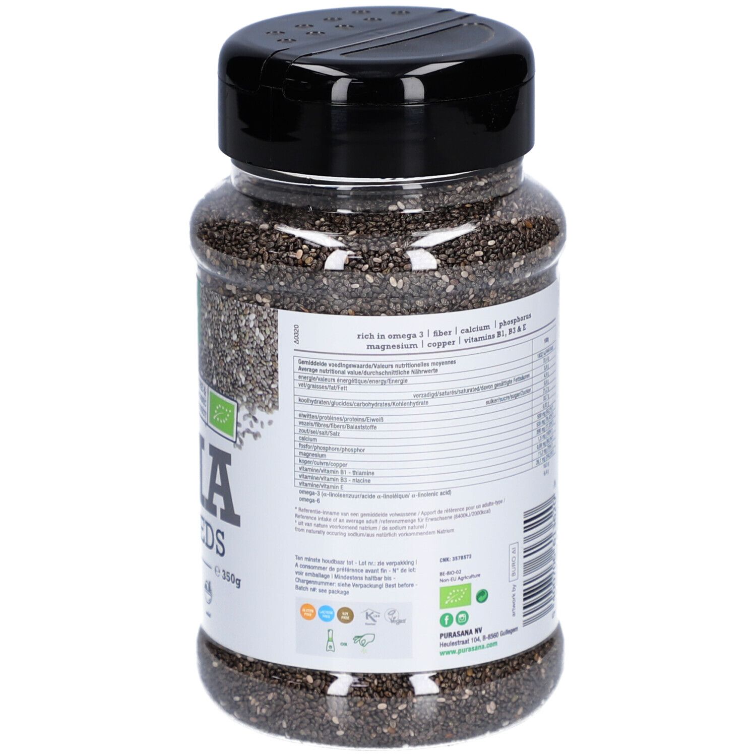 Purasana Chia Raw Seeds Bio 350 g - Farmaline