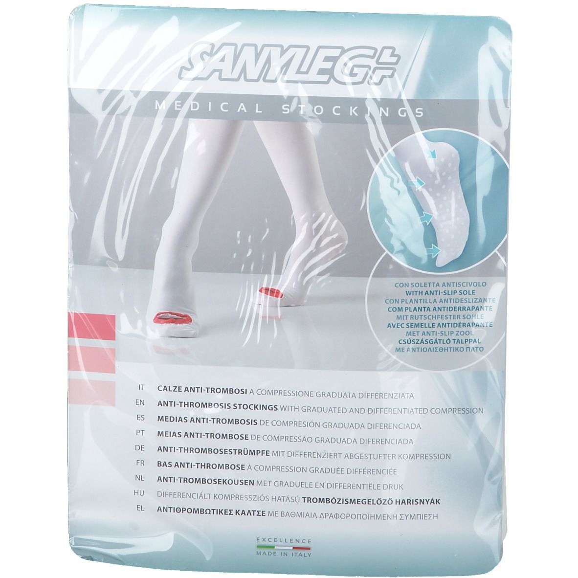 Sanyleg AD Kous Anti-Slip Wit Normaal Medium