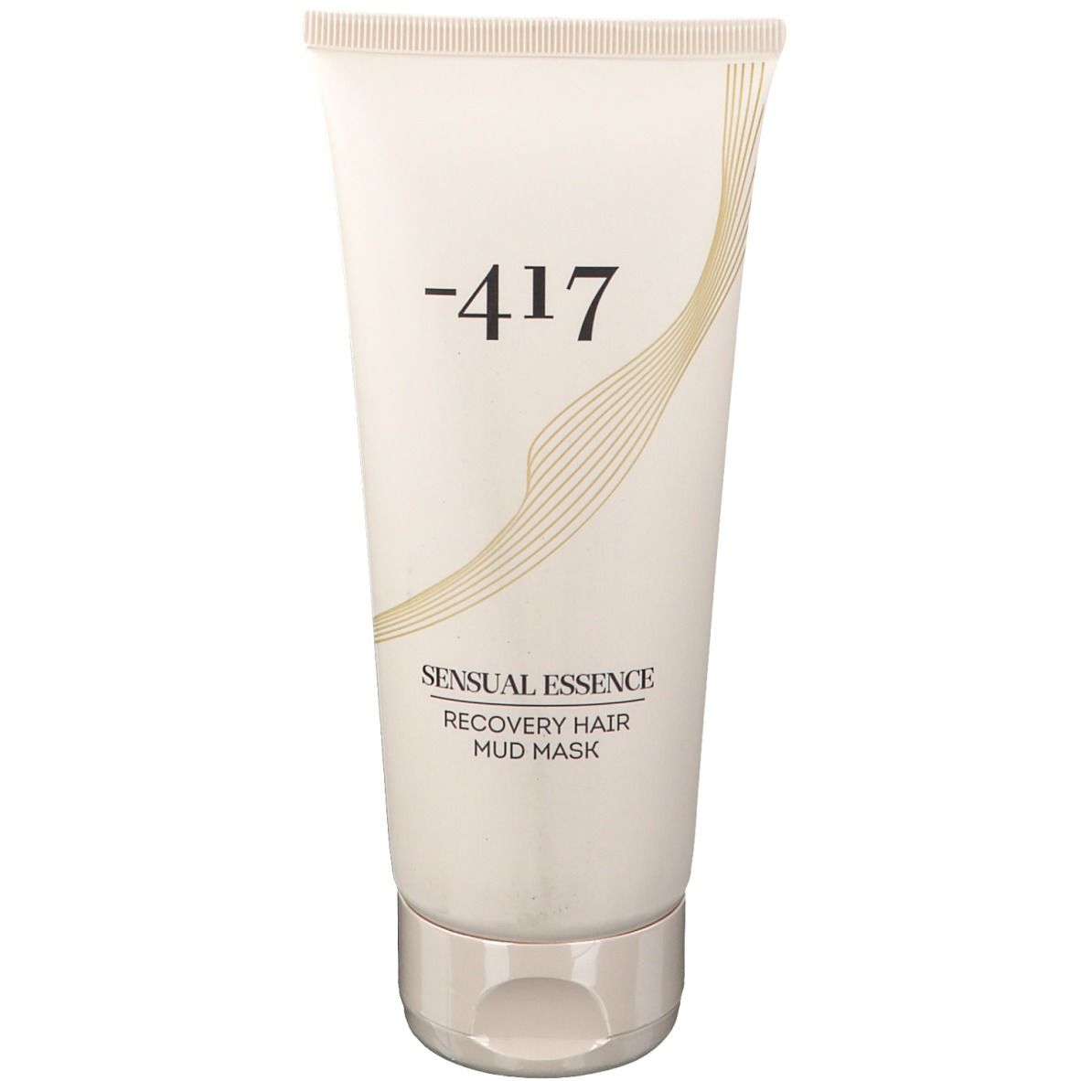 Tube beige avec logo -417 et nom du produit. "Sensual Essence Recovery Hair Mud Mask".