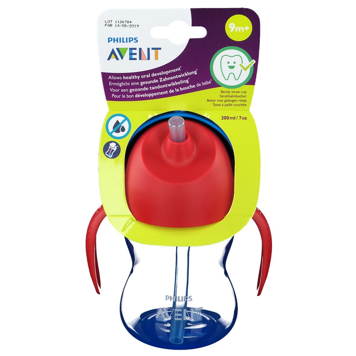 Philips Avent Tasse à Paille Avent Bleu Garçon SCF796/01