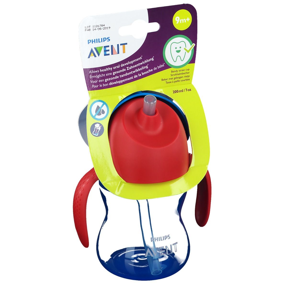 Philips Avent Tasse à Paille Avent Bleu Garçon SCF796/01