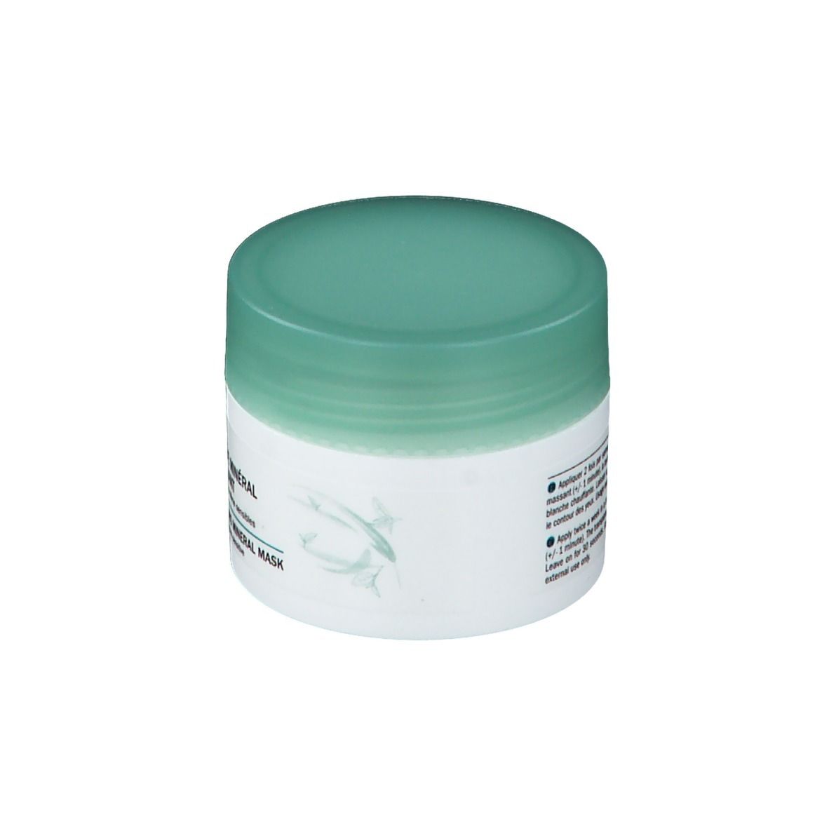 Witte pot met groene deksel. Opschrift: JOWAE, Masque Minéral Clarifiant, Clarifying Mineral Mask.