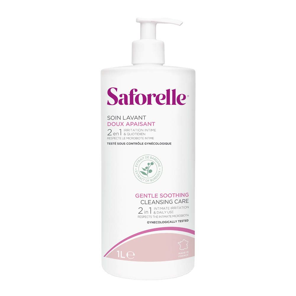 Saforelle Soin Lavant Doux Apaisant : flacon pompe 1L. Format éco.