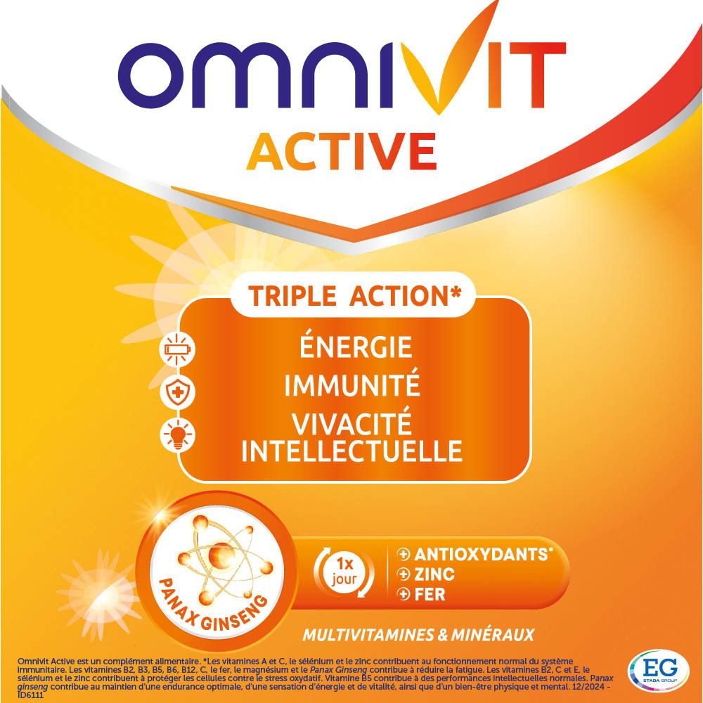 Omnivit Active | Multivitamine pour Énergie, Immunité & Concentration Mentale