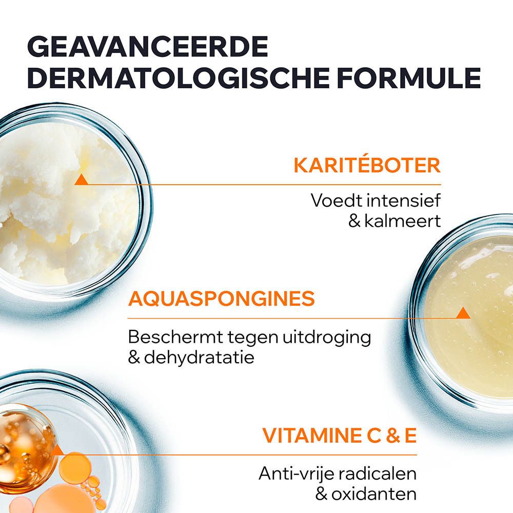 Lichtblauwe Uriage fles met After Sun balsem. Opschrift: BARIÉSUN. Met pomp. 500 ml.