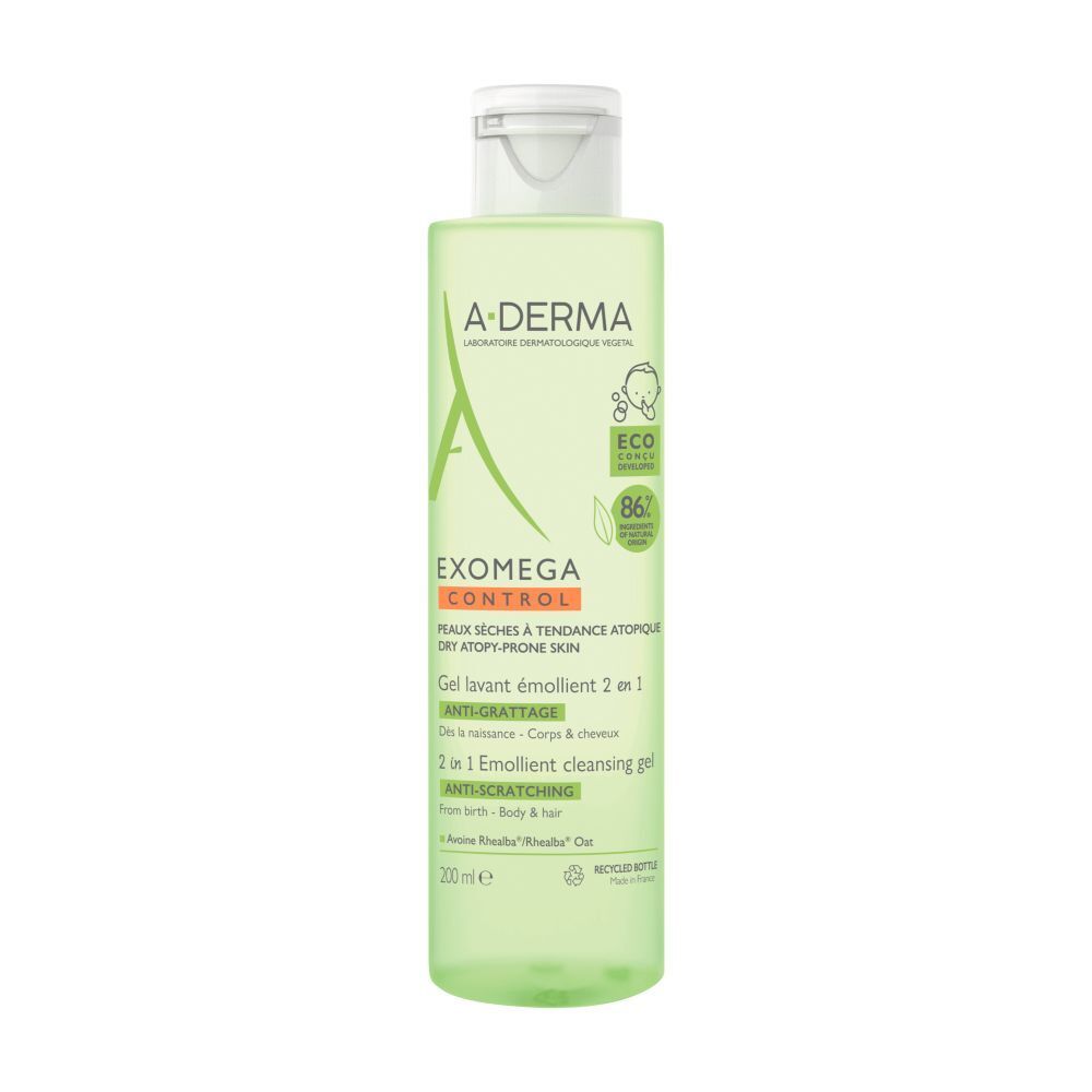 A-Derma Exomega Control Gel Lavant Émollient 2 en 1 Corps & Cheveux