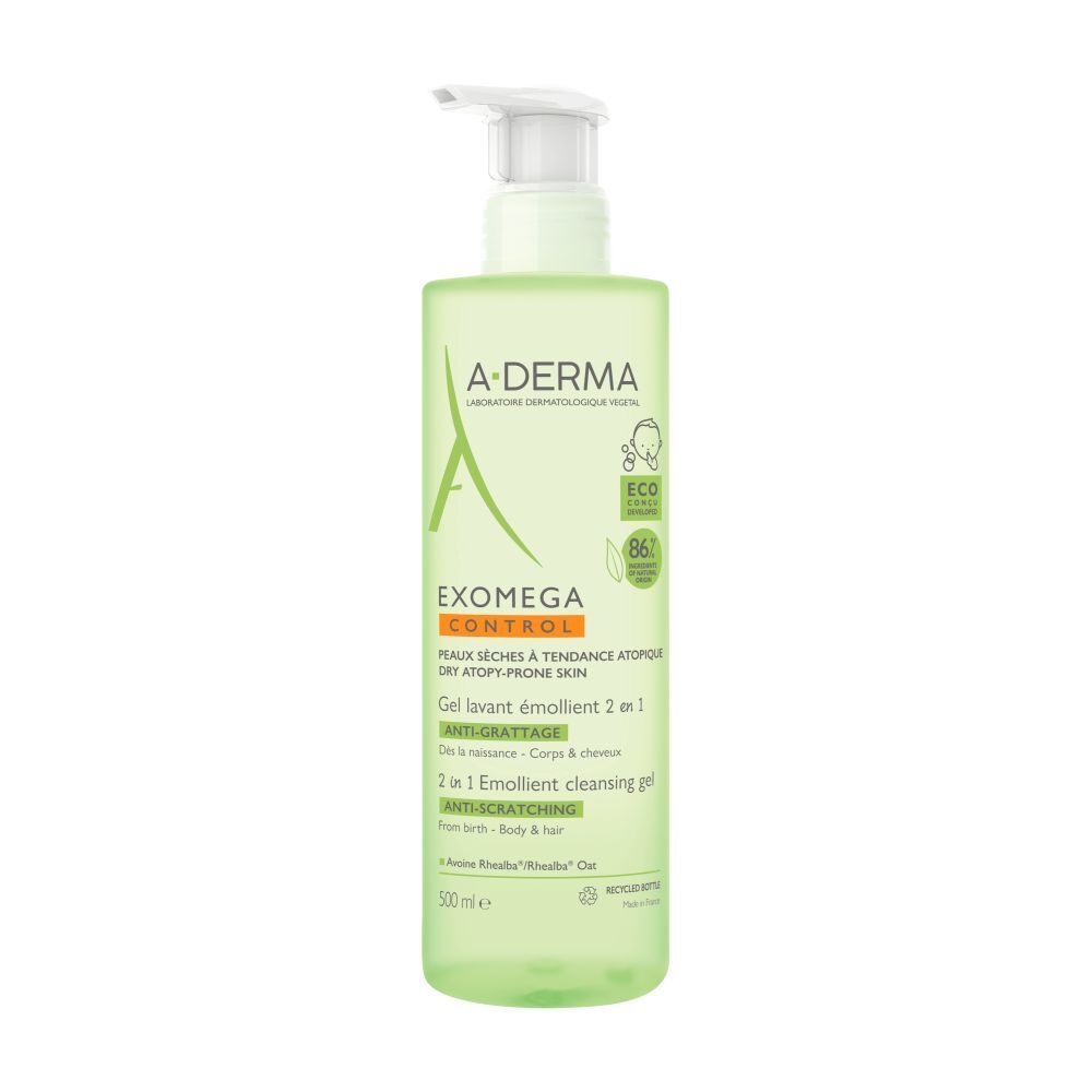 A-Derma Exomega Control Gel Lavant Émollient 2 en 1 Corps & Cheveux