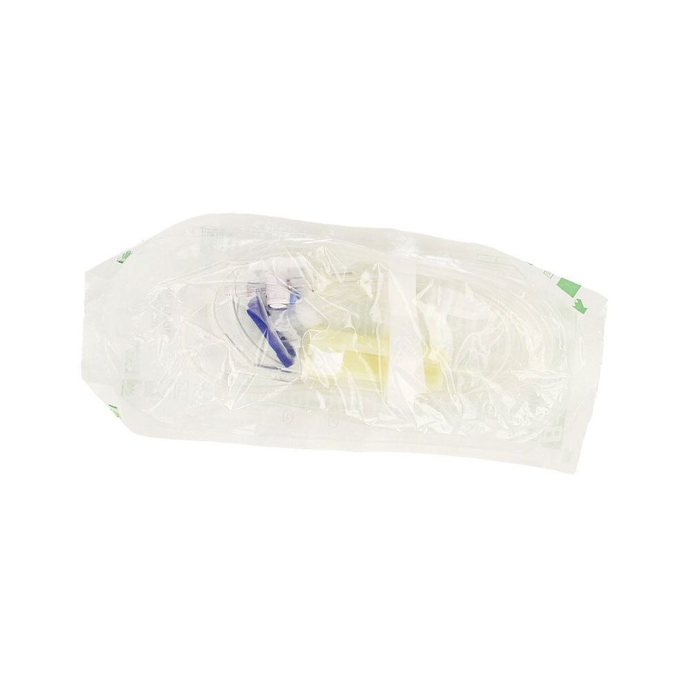 Set de perfusion stérile avec chambre ventilée, sous emballage.