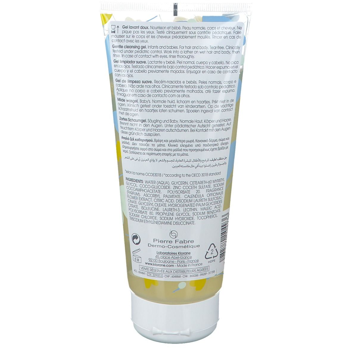 Klorane Baby Gentle Cleansing Gel Soothing Calendula Organically Farmed Flowers