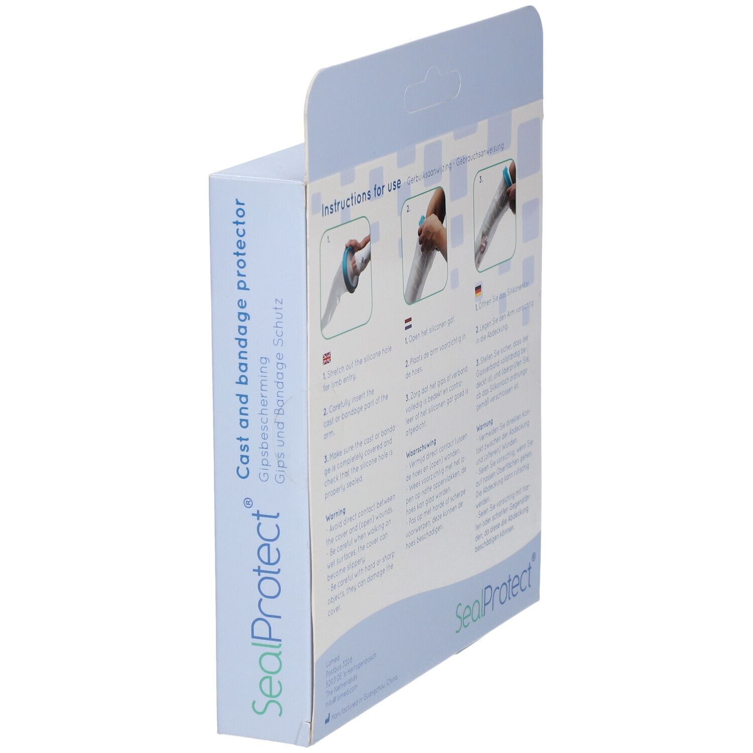 Vue latérale de l'emballage SealProtect avec nom du produit et instructions.