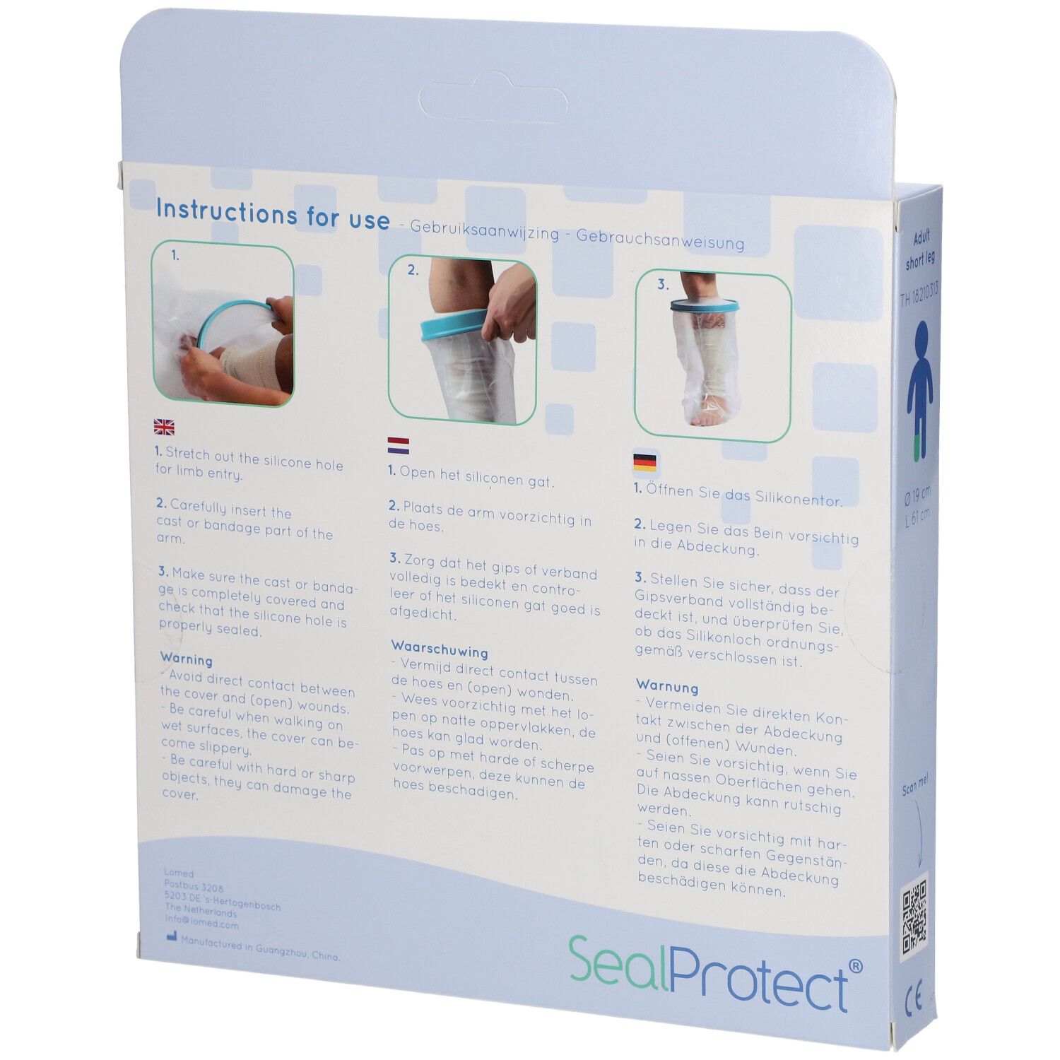 SealProtect Protection pour plâtre et bandage pour jambe courte. Facile à utiliser et réutilisable.