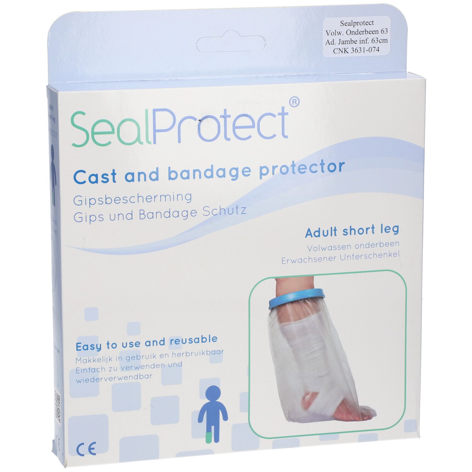SealProtect Protection pour plâtre et pansement, jambe courte, pour adulte.