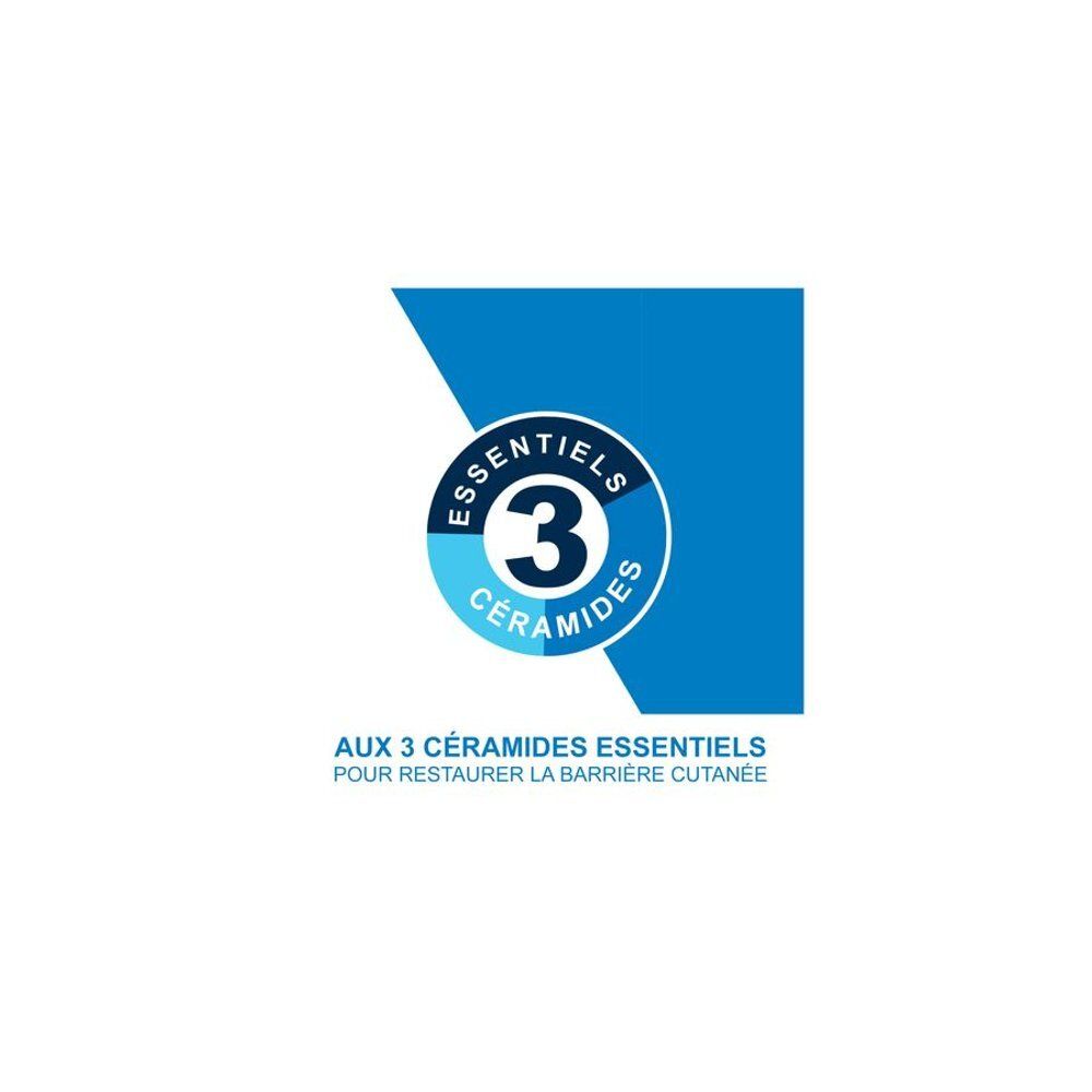 Logo met de tekst 'Aux 3 Céramides Essentiels'.