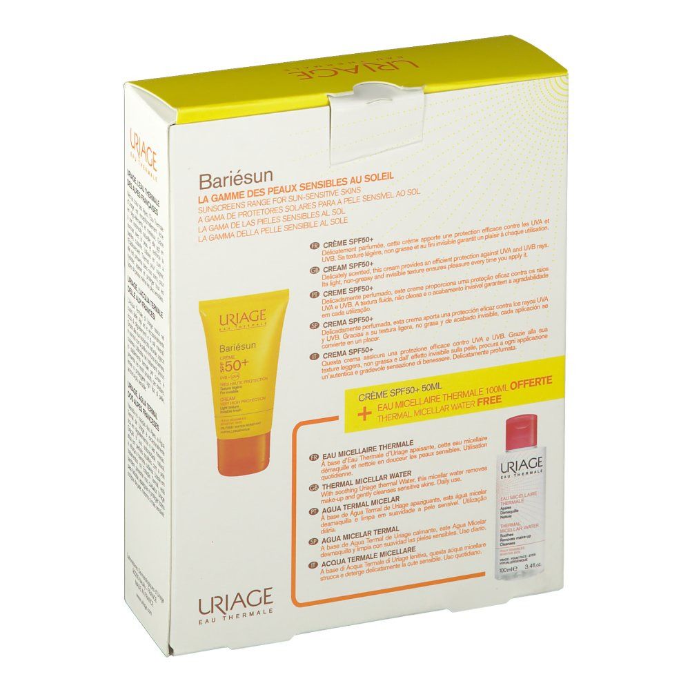 Uriage Bariesun Crème Solaire Parfum SPF50+ + GRATUIT Eau Micellaire Peau Mixte