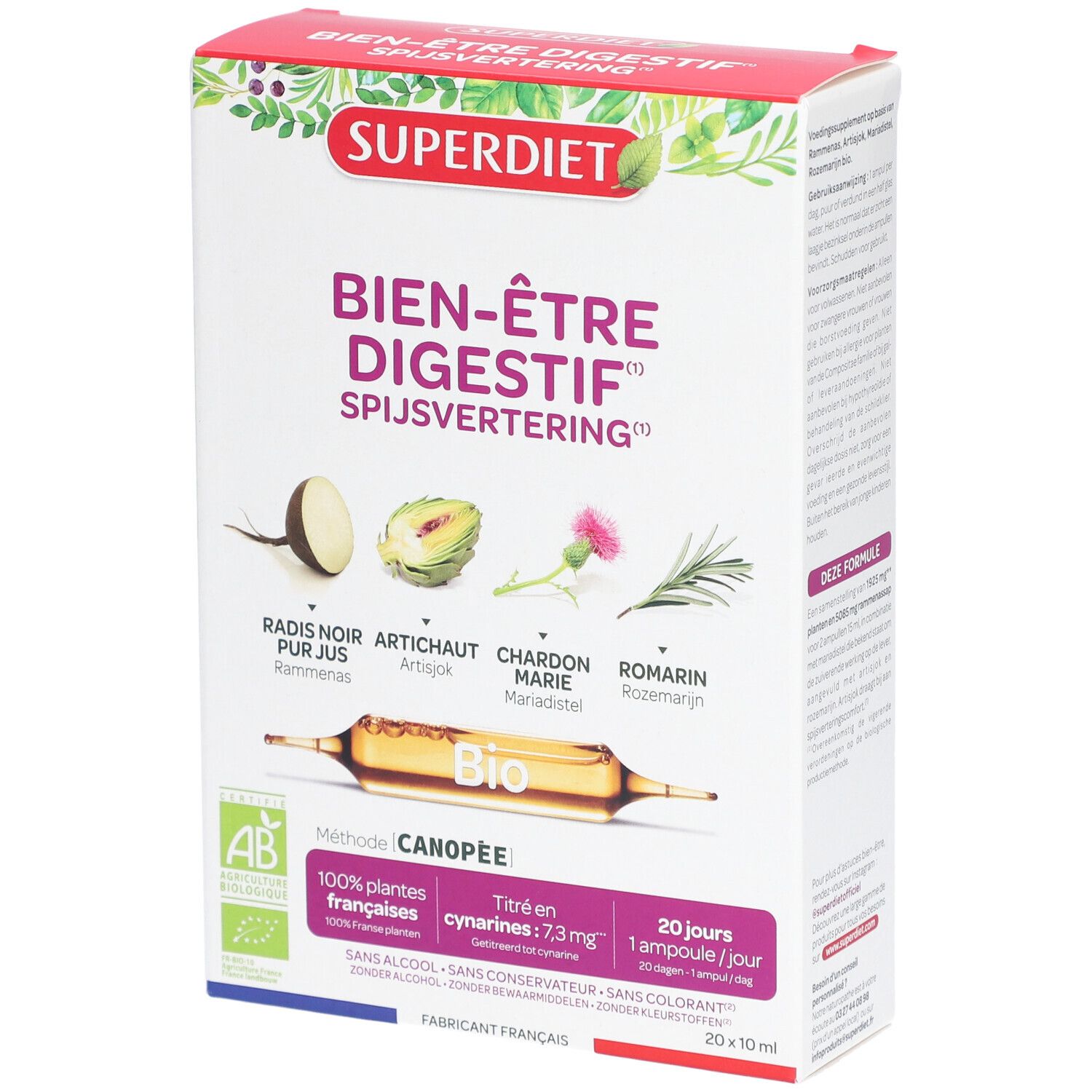 Superdiet Complexe Digestion Radis Noir - Chardon Marie - Artichaut - Romarin Bio