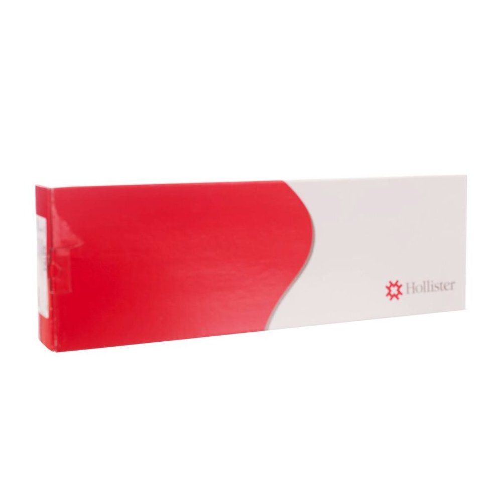 Rood-witte verpakking. Opschrift Hollister. Rode vlak links, wit vlak rechts. Logo en tekst Hollister.
