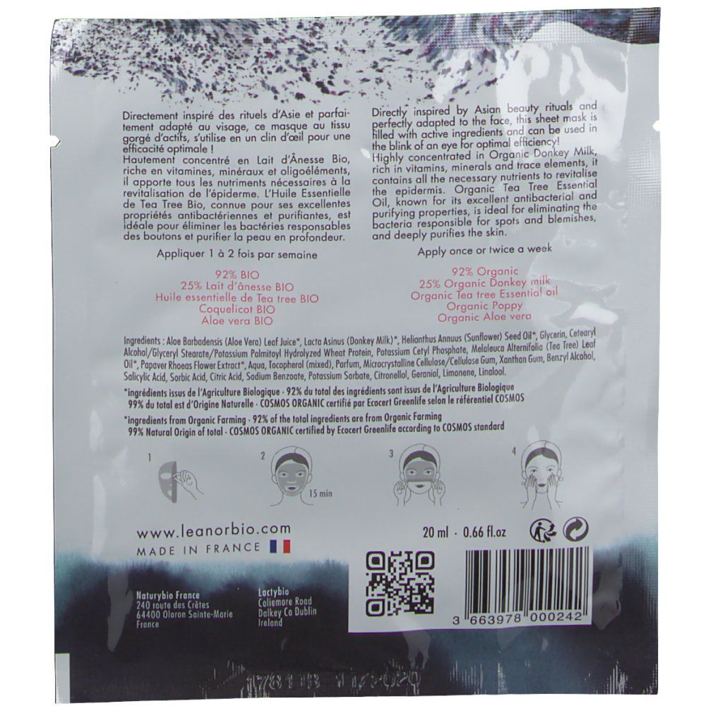 LeanorBio Rayonnante Second Skin Masker Sublieme Zuiverheid met Ezelinnenmelk