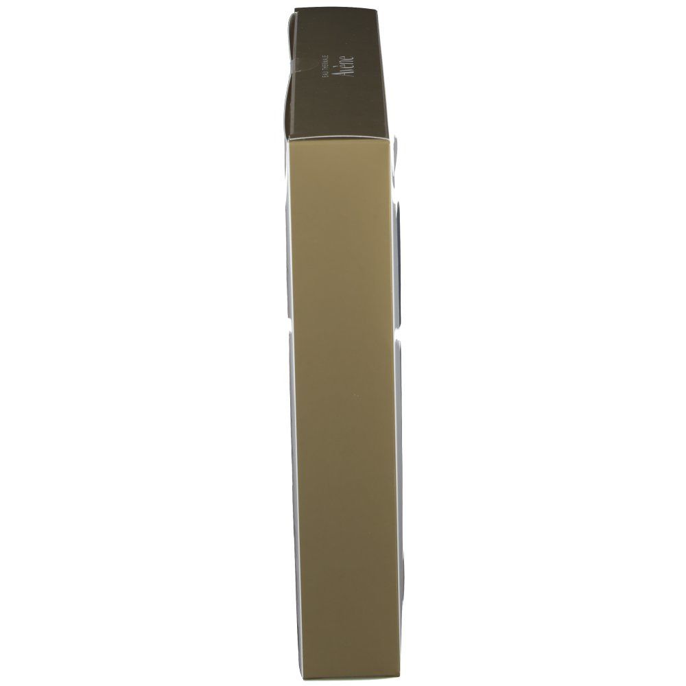 Emballage doré étroit. Inscription sur le dessus. Côté avec produits visibles.