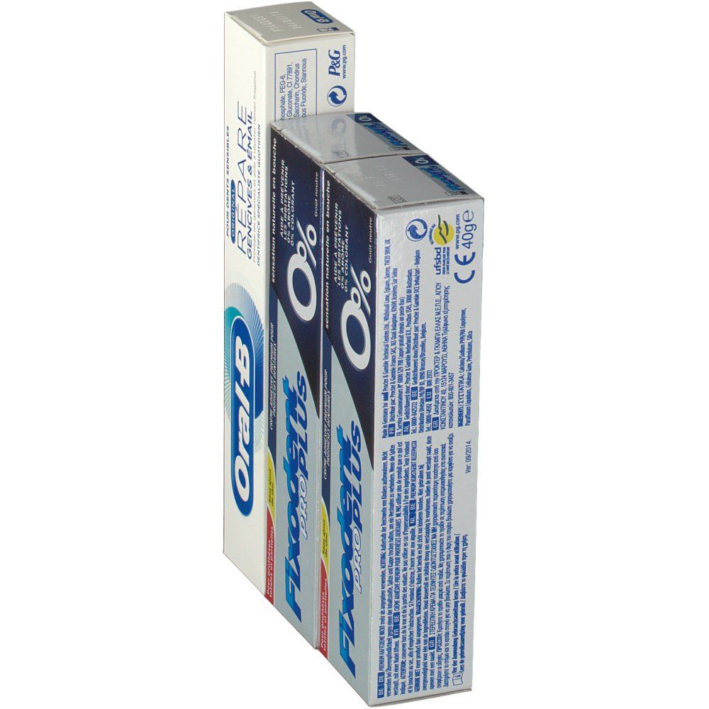 Fixodent Pro Plus 0% Crème Adhésive Duo + GRATUIT Oral B Dentifrice