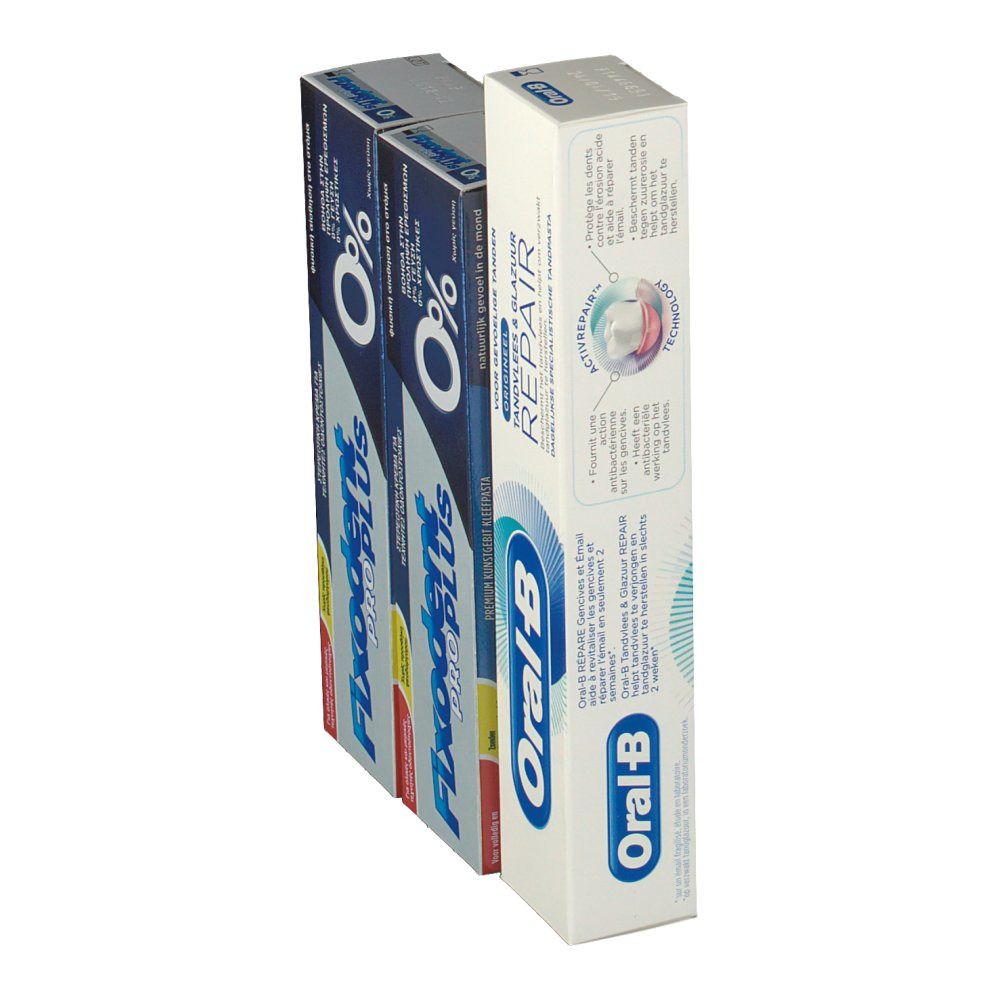 Fixodent Pro Plus 0% Crème Adhésive Duo + GRATUIT Oral B Dentifrice