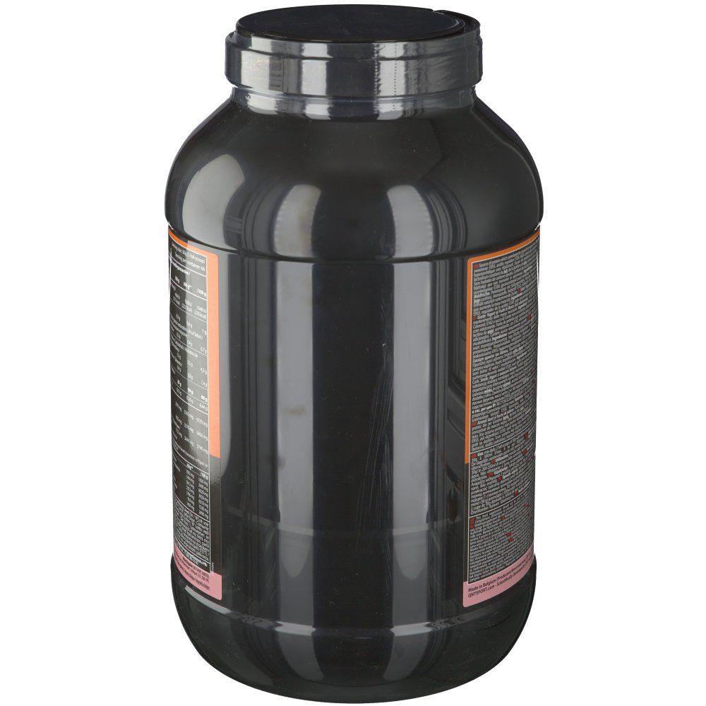 Zwarte pot, zijaanzicht. Bedrukking met voedingswaarde-informatie en waarschuwingen. Bevat informatie over ingrediënten.