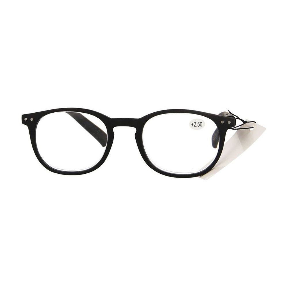 Lunettes de lecture noires avec étui, puissance +2.50.