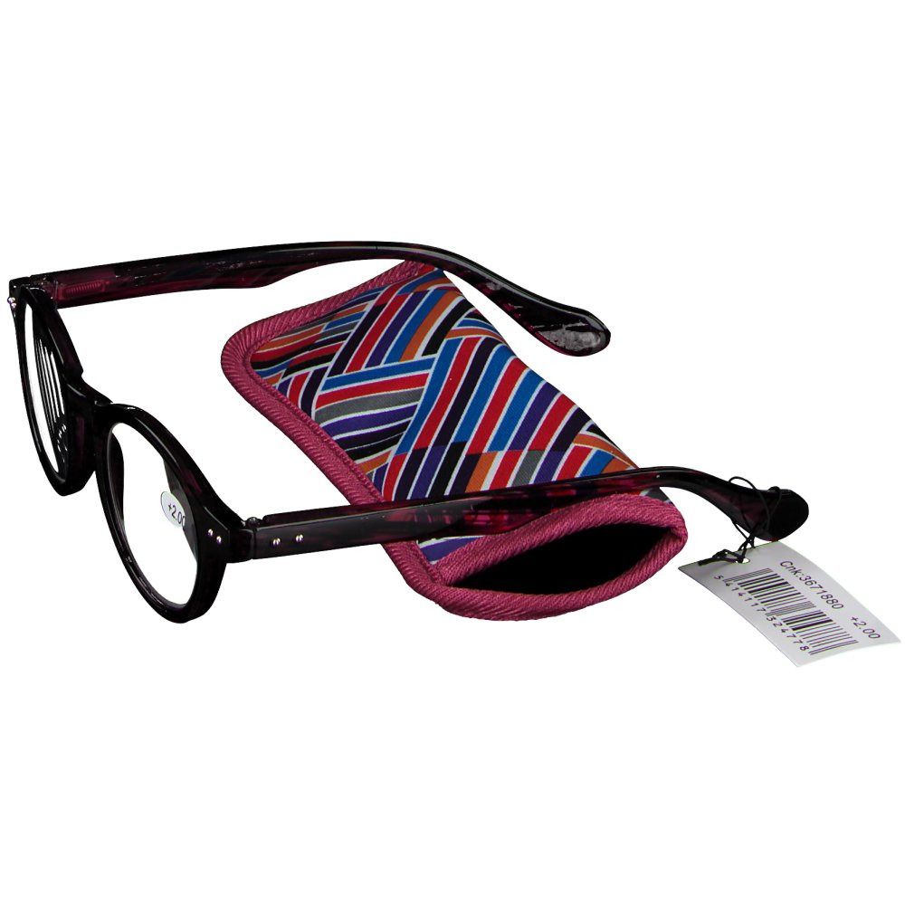 Pharma Glasses Leesbril Milano Paars/Zwart +2.00