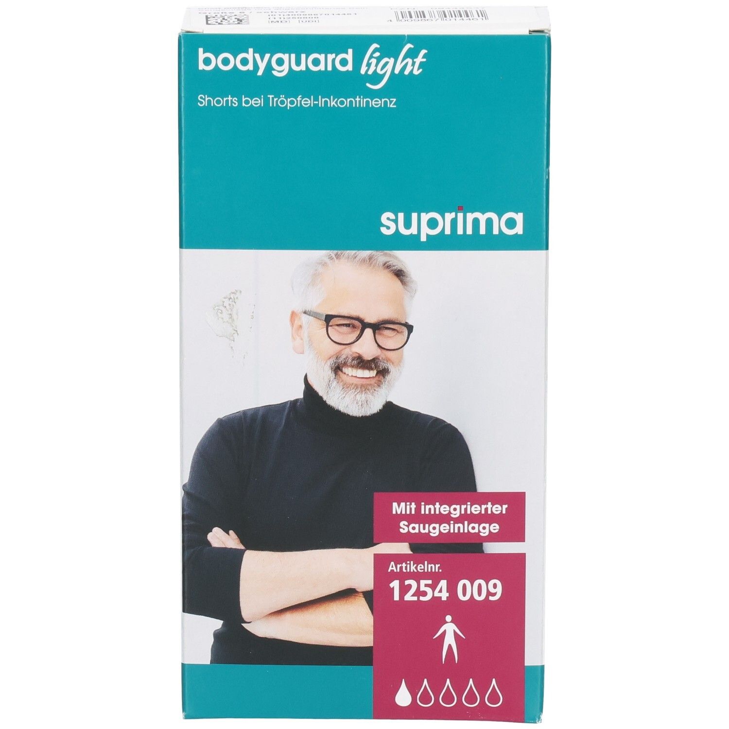 Short Supima Bodyguard light pour incontinence légère. Avec coussin absorbant intégré.